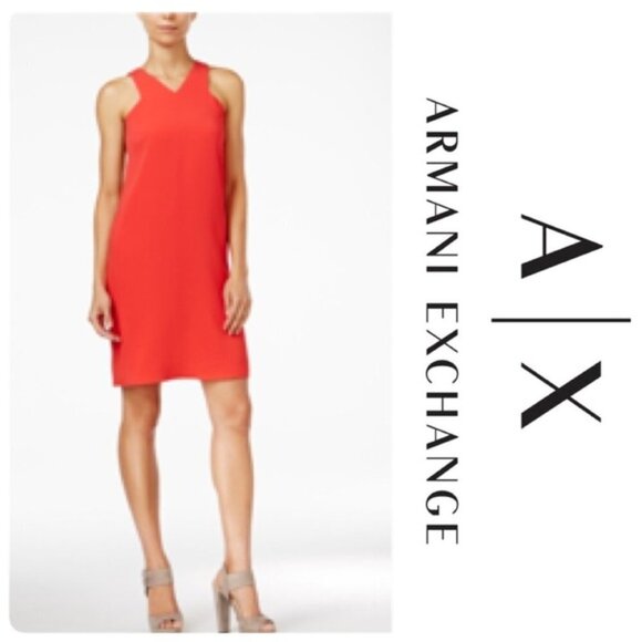 NWT AX Armani Exchange Cutaway Sheath Red Dress - Picture 1 of 12